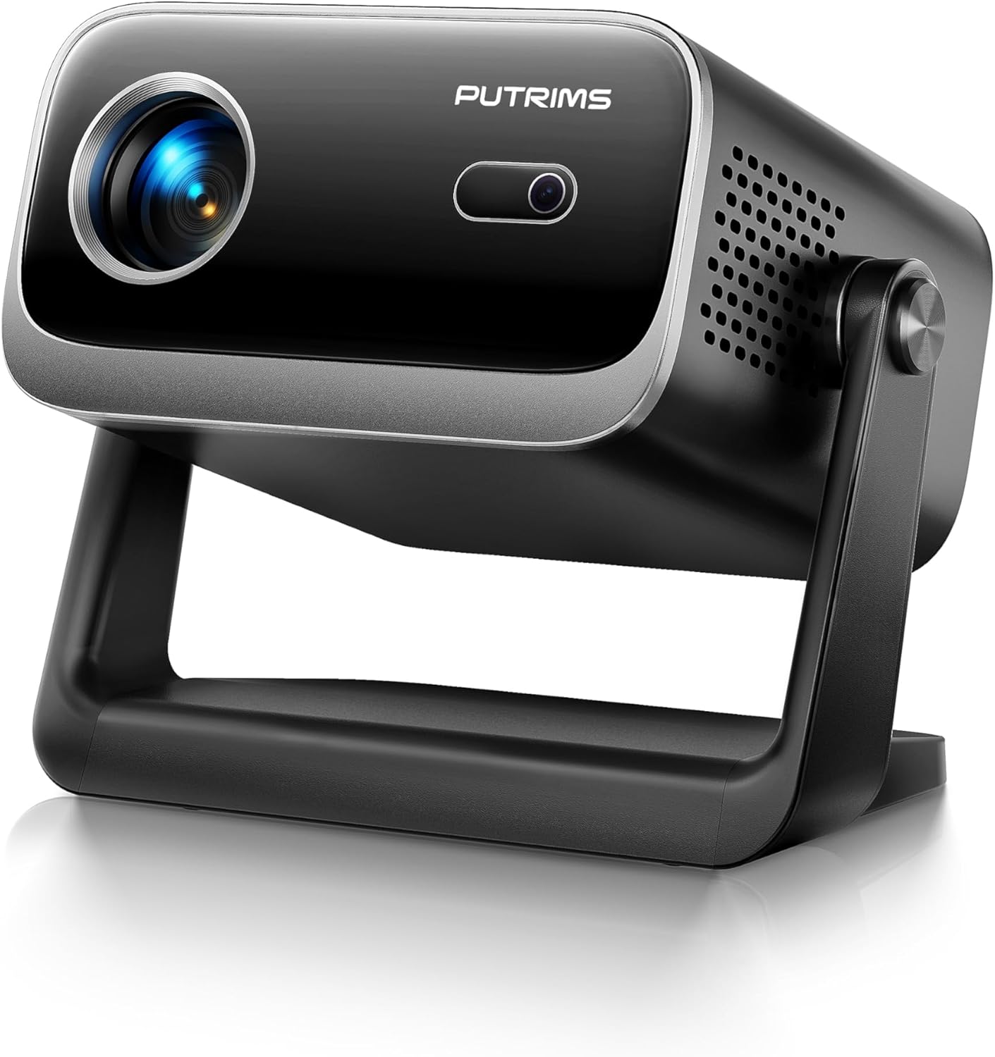 Projector with WiFi and Bluetooth - Mini Projector Short Throw[145°Adjustable-Stand & Electric Focus & Auto Keystone 50% Zoom] PUTRIMS Portable 1080P Home Outdoor Movie Proyector for TV Stick/Phone