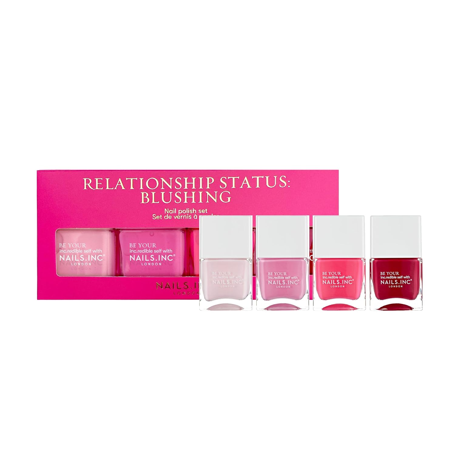 Nails Inc Relationship Status Blushing Pink Nail Polish Quad, 4 Piece Set