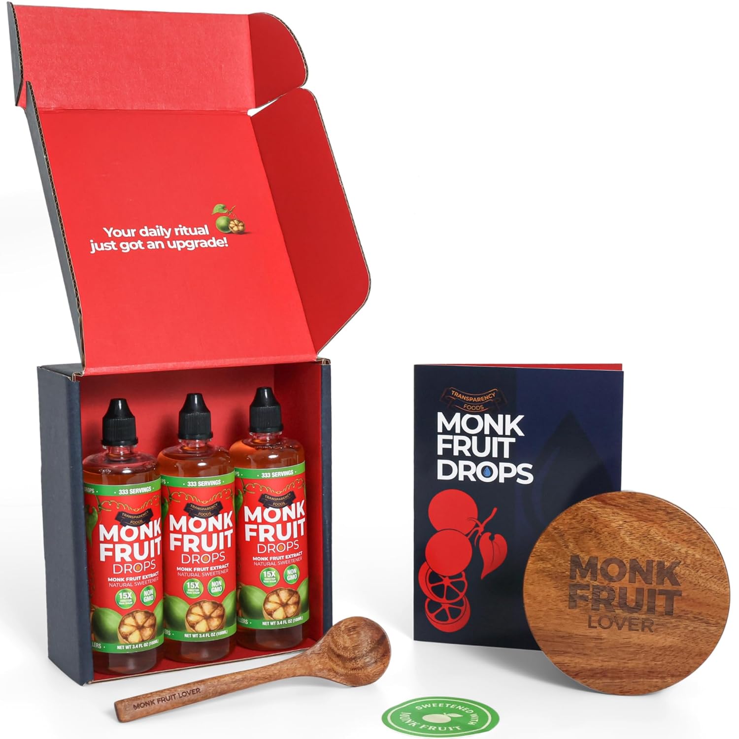 Monk Fruit Extract (6 Drops = 1 Tsp of Sugar) Zero Calories, Non-GMO, No Fillers - Liquid Monk Fruit Sweetener No Erythritol by Transparency Foods NEW FORMULA (10.2 oz, 999 servings)