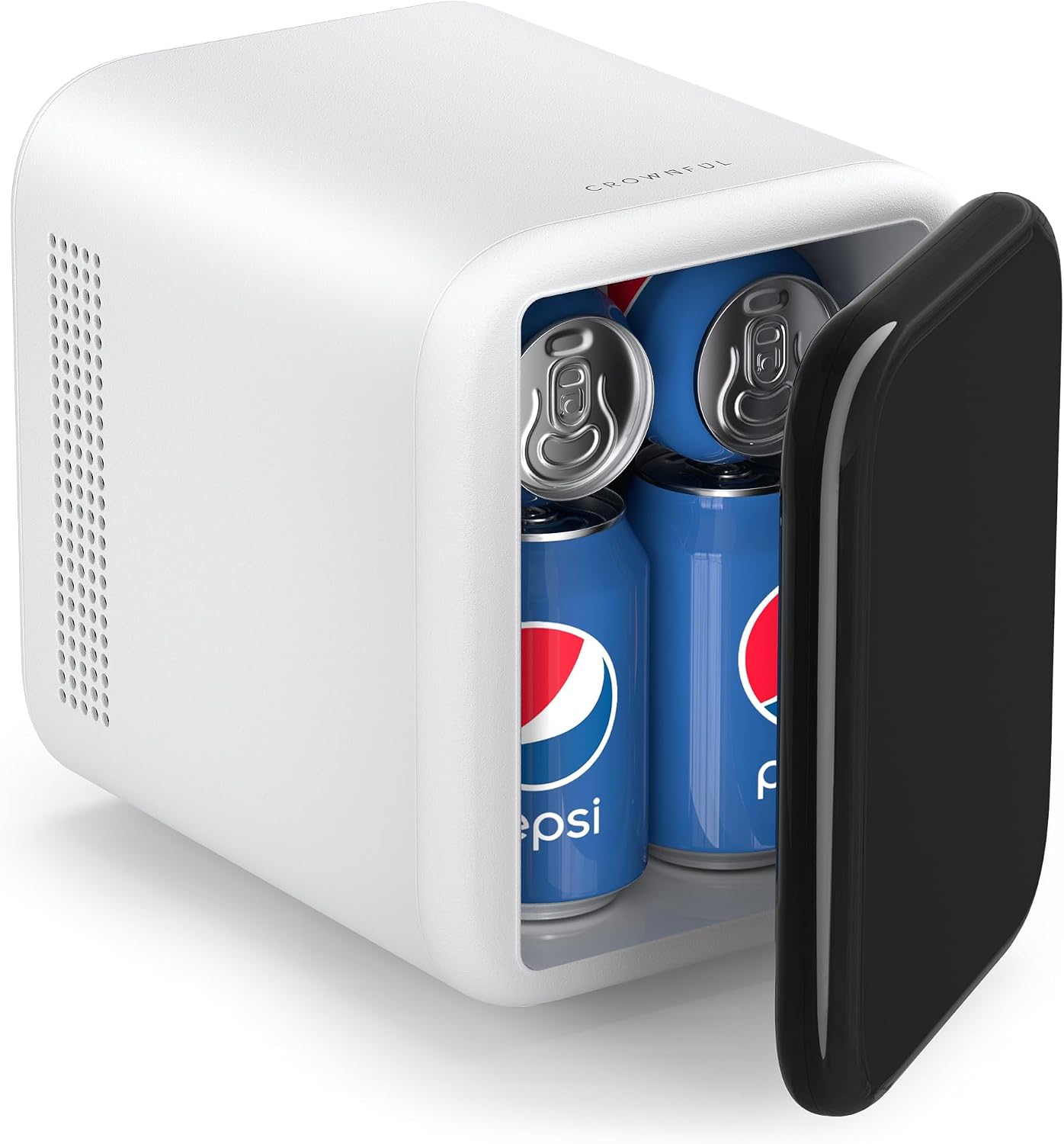 CROWNFUL Mini Fridge, 4 Liter/6 Cans Portable Skincare Fridge, AC/DC Cooler and Warmer Personal Refrigerator for Bedroom, Car, Dorm, Office, Food, ETL Listed (white)