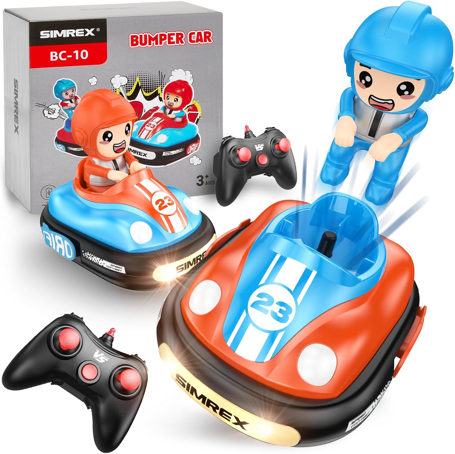 Remote Control Bumper Cars for Kids - 2 Player Battle Set with Lights & Music, Toy Car for Toddlers Boys Girls Ages 3-8, Gift for Boys Girls Birthday