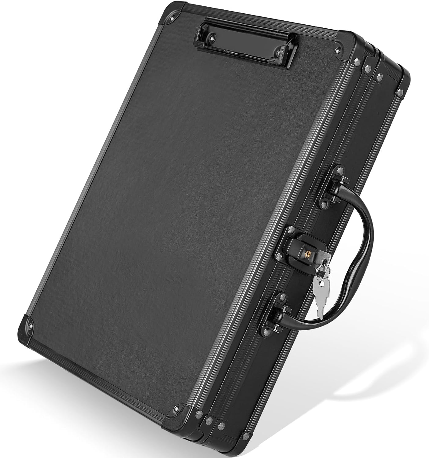 Sooez Key Lock Clipboard Storage Box, Heavy Duty Clipboard with Storage, Metal Locking Box with Handle, Lock Box Maximum Security - Holds Letter Size Paper, 12.5 x 9.5 inch, Black