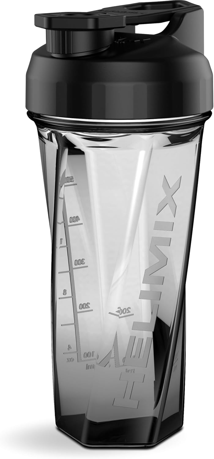 Helimix 2.0 Vortex Protein Shaker, 800 ml (28 oz) - Sports Shaker Bottle for Protein Drinks and Smoothies - No Whistles, Lumps or Batteries - Dishwasher Safe and BPA Free
