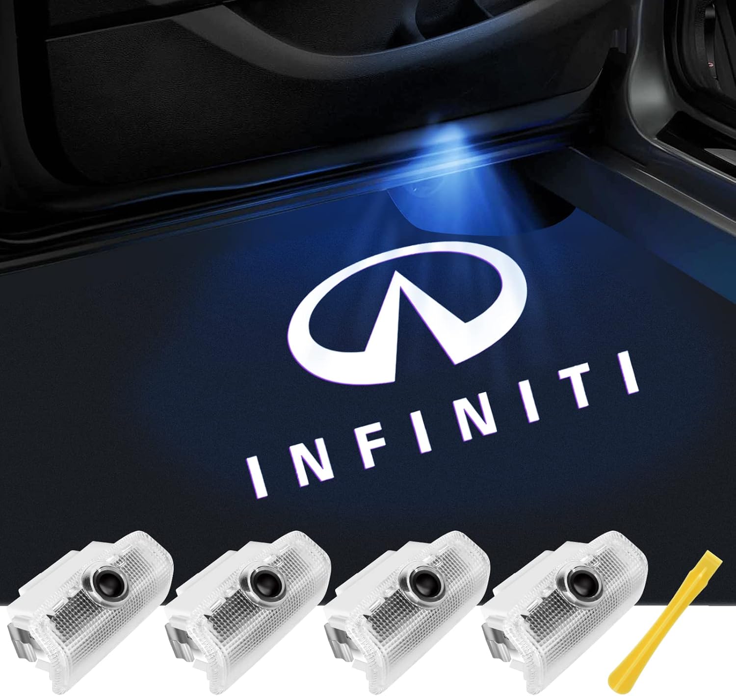 No Fade Car Door Lights Logo Compatible with Infiniti, LED Welcome Lights Accessories for Q50 Q60 Q70 G25 G37 QX50/56/60/70/80 M25/35/37/45/56 FX35/37/45/50 EX25/35/37