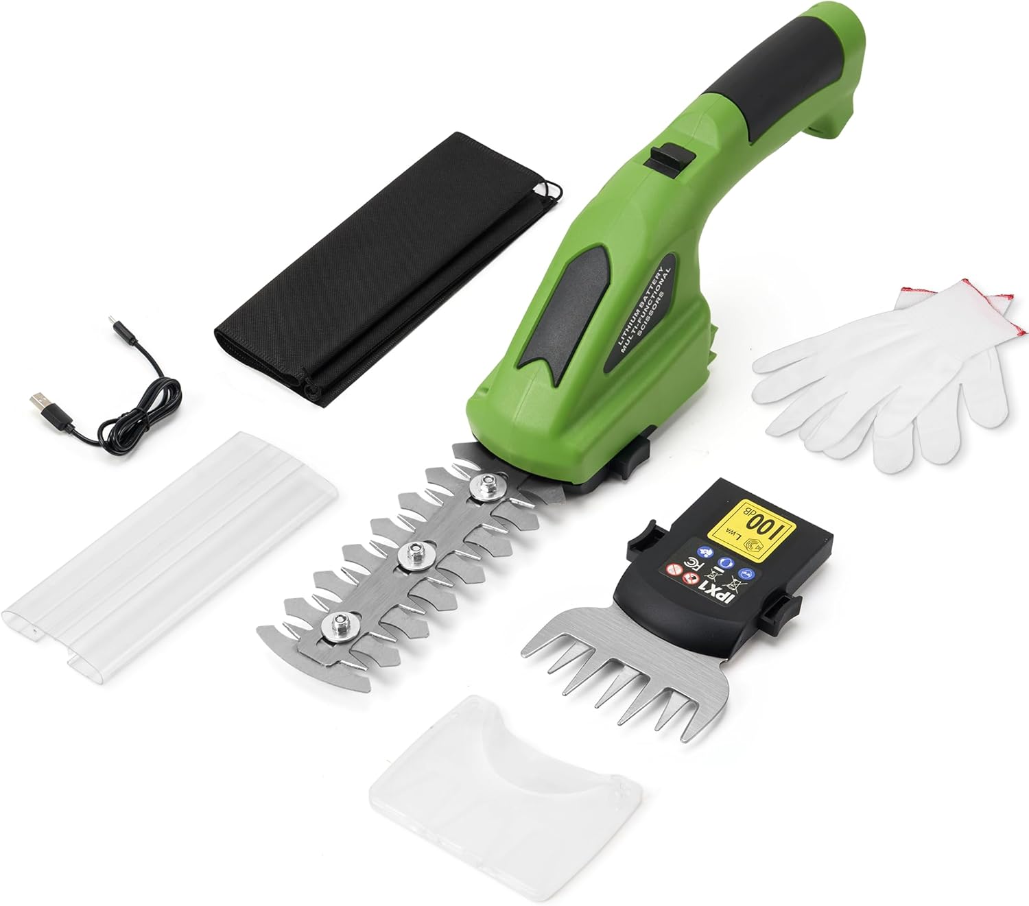 7.2V Cordless Hedge Trimmer, 2-in-1 Electric Shrub Trimmer and Grass Shears with 2000mAh Battery, 1100RPM Motor, 65Mn Blade, Safe and Easy to Use, 1.1LBS Lightweight, Use for Garden, Yard, Lawn