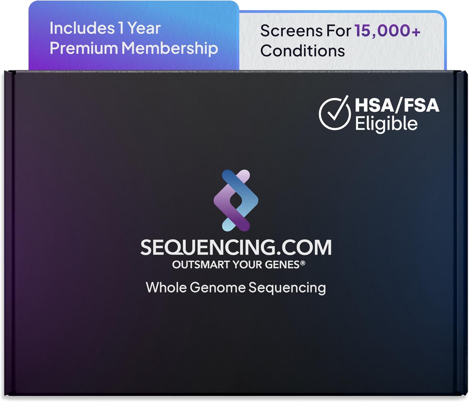 Whole Genome Sequencing Bundle | HSA & FSA Eligible | Genetic Testing WGS Kit | All-in-One DNA Test | Personalized Health, Disease Screening, Carrier Status, Health Predispositions & Wellness Reports