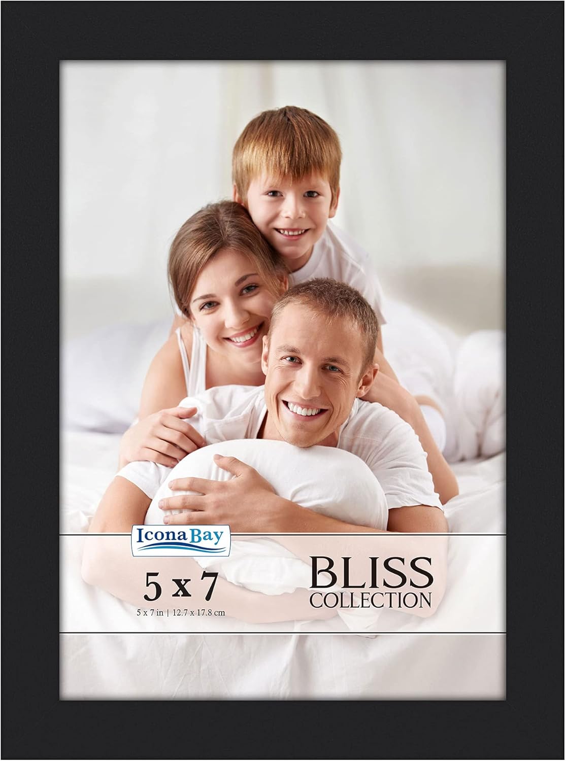 Icona Bay - 5x7 Black Picture Frame - Modern Style Engineered Wood Frame - Table Top or Wall Mount - Bliss Collection
