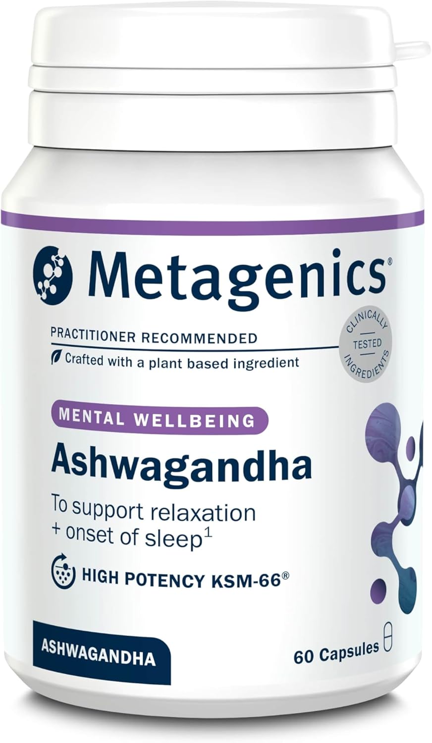 Metagenics Ashwagandha 500mg - Supports Mental Clarity and Hormone Balance - High-Strength Supplement - 60 Capsules