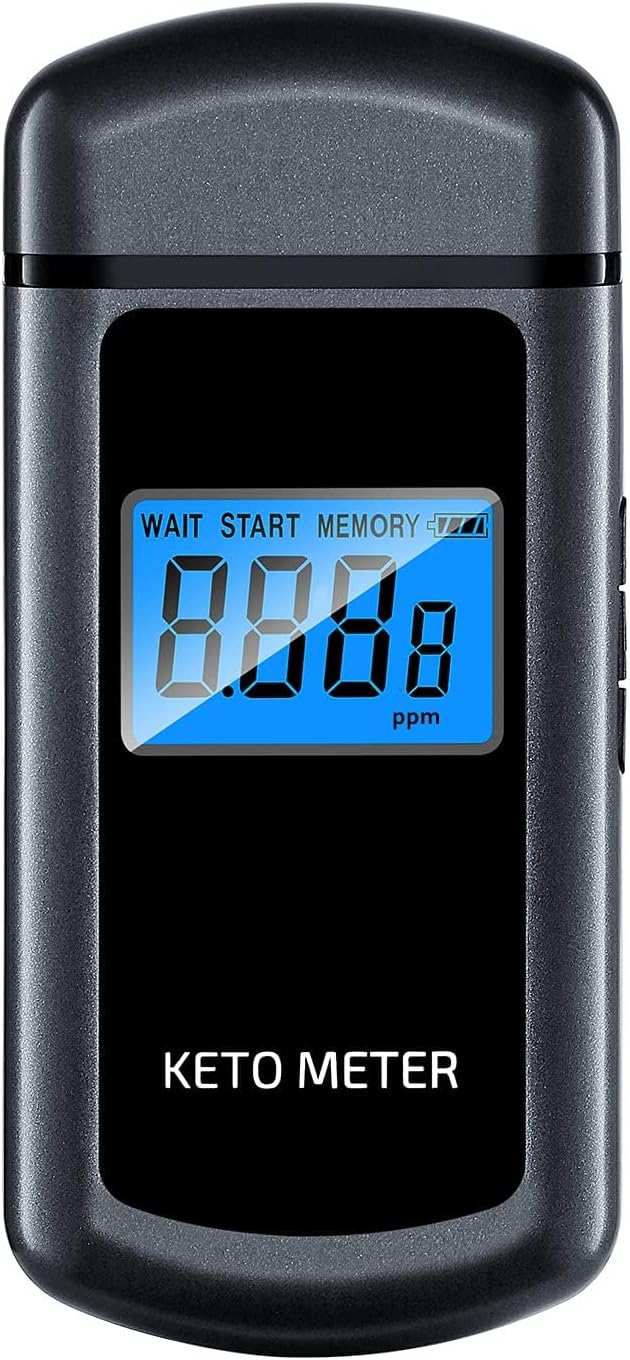Ketone Breath Meter Professional-Grade Ketone Breath Analyzer Portable Ketosis Breath Tester USB Rechargeable Ketone Breathalyzer with 10 Replaceable Mouthpieces for Ketosis Testing