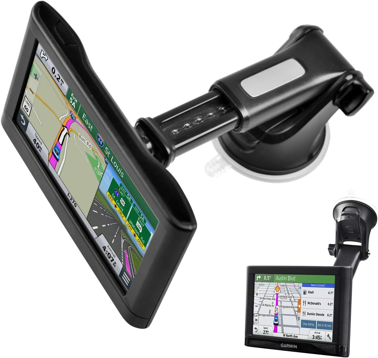 1Zero GPS Suction Cup Mount for Garmin [Quick Extension Arm], Replacement GPS Dash Ball Mount Dashboard Windshield Car Holder for Garmin Nuvi Dezl Drive Drivesmart Zumo Driveassist DriveLuxe RV