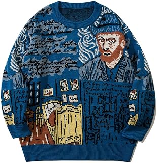 Sweatshirts for Men Crewneck Graphic Long Sleeve Mens Vintage Knit Sweater Comfortable Casual Pullover Sweaters
