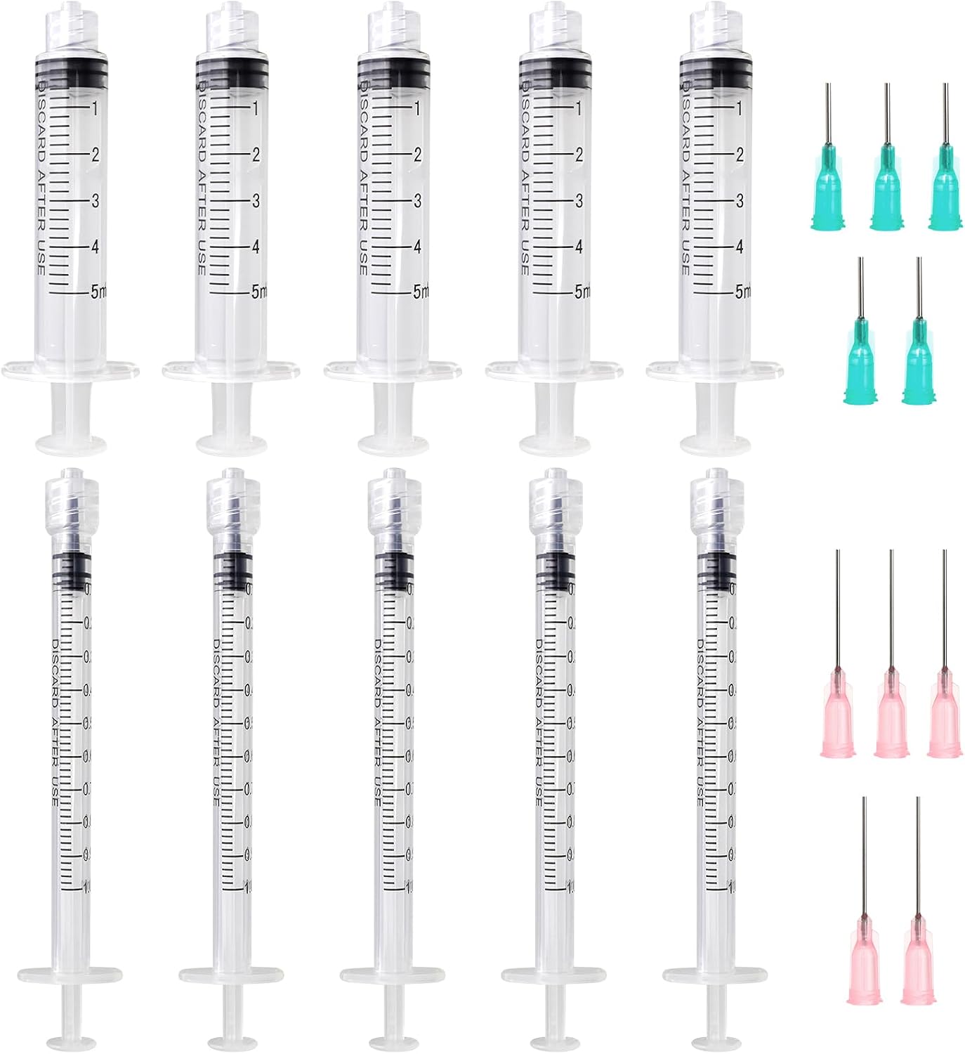 10PCS Syringe 1ml 5ml, Plastic Syringe, Reusable Fodder Syringes, Ink Filling Syringes for Lab, Glue, Industrial, Scientific Labs