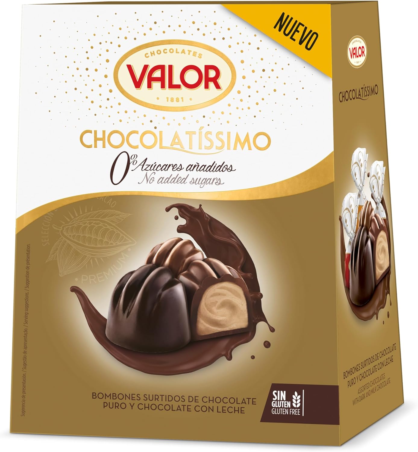 Valor Sugar Free Chocolate Truffles - Assorted Milk & Dark Diabetic Chocolate Pralines, Fine Cocoa Sweetened with Stevia by Master Chocolatiers - Gold Assorted Chocolate Gift 200g