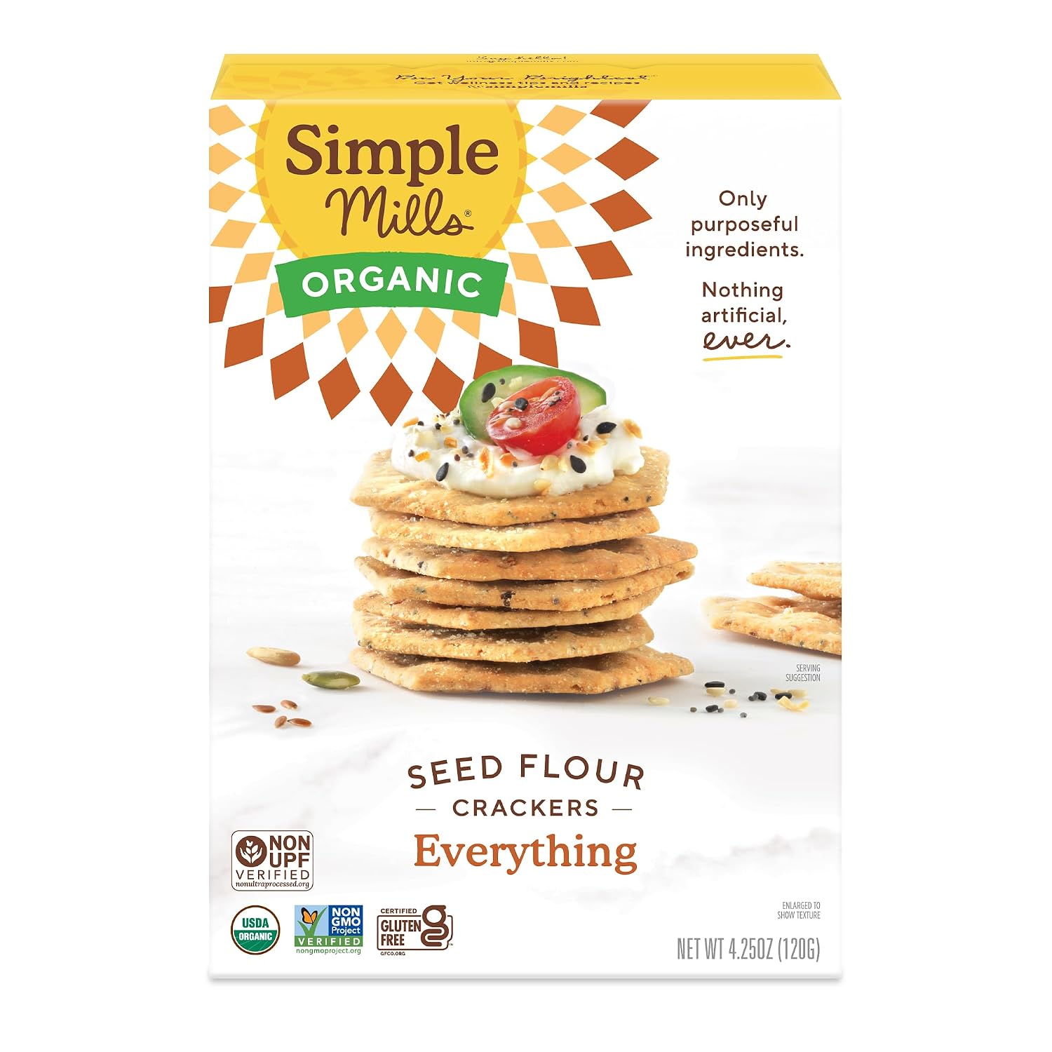 Simple Mills Organic Seed Flour Crackers, Everything, 1pk, 4.25oz