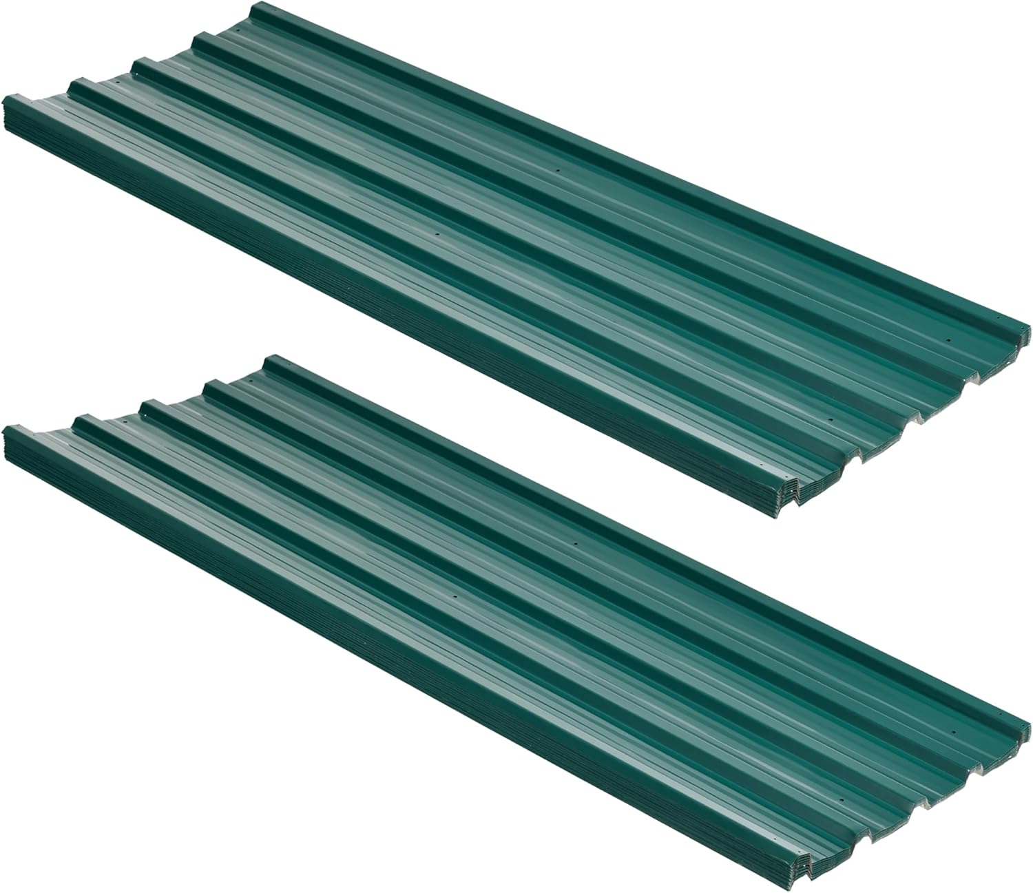 Outsunny Corrugated Roofing Sheets, Pack of 24, Galvanised Metal Roofing Sheets for Greenhouse, Garage, Storage Shed, Carport, 129 x 45cm, Green