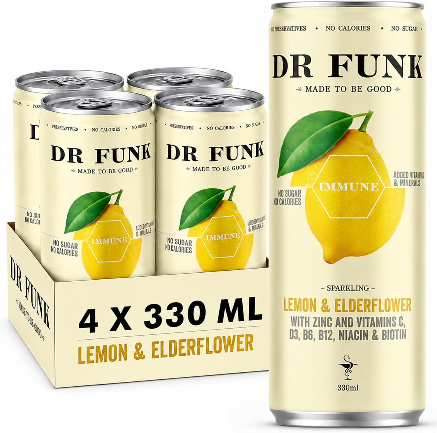 Dr Funk Lemon & Elderflower Flavoured Sparkling Water +Vitamins+Zinc