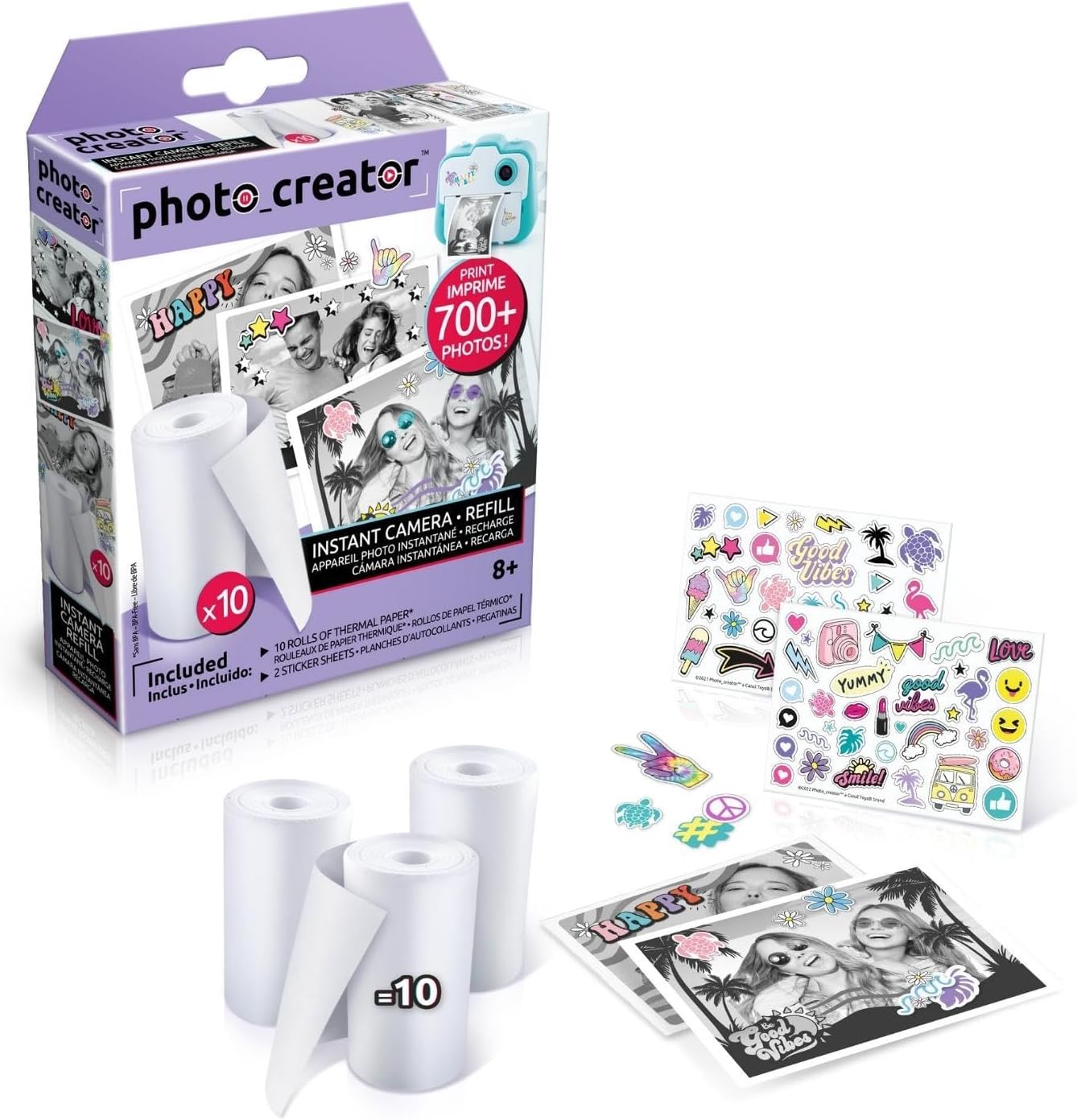 Studio Creator Instant Camera Refill 10 Pack, Photo Creator, Over 700 Prints, Instantly Dry, Personalise Prints with Cool Stickers!, White (CLK 005)