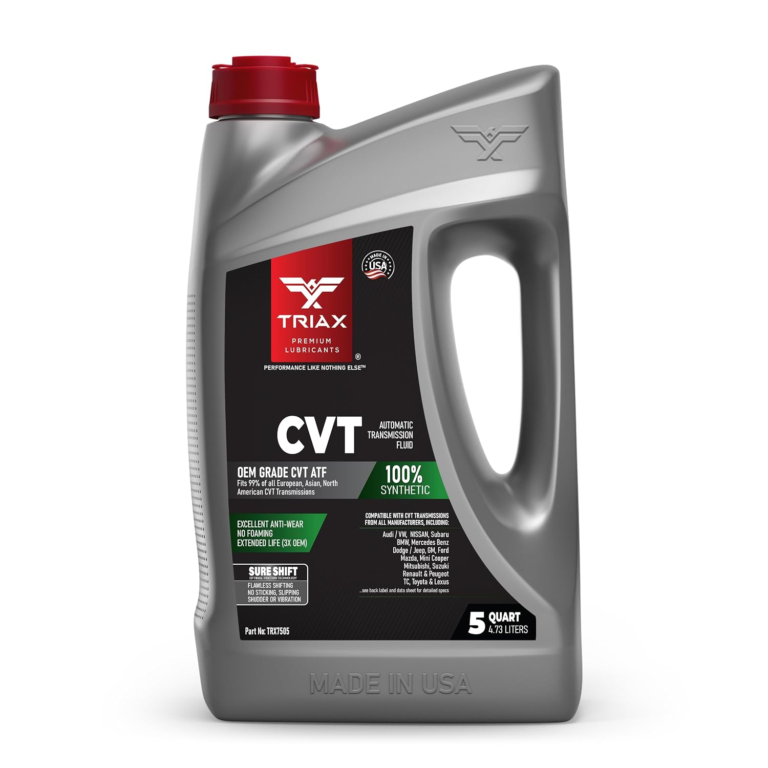 TRIAX CVT ATF OEM Grade Universal Non-Slip CVT Transmission Fluid; Surpasses All OEM Specs (5 Quart Jug)