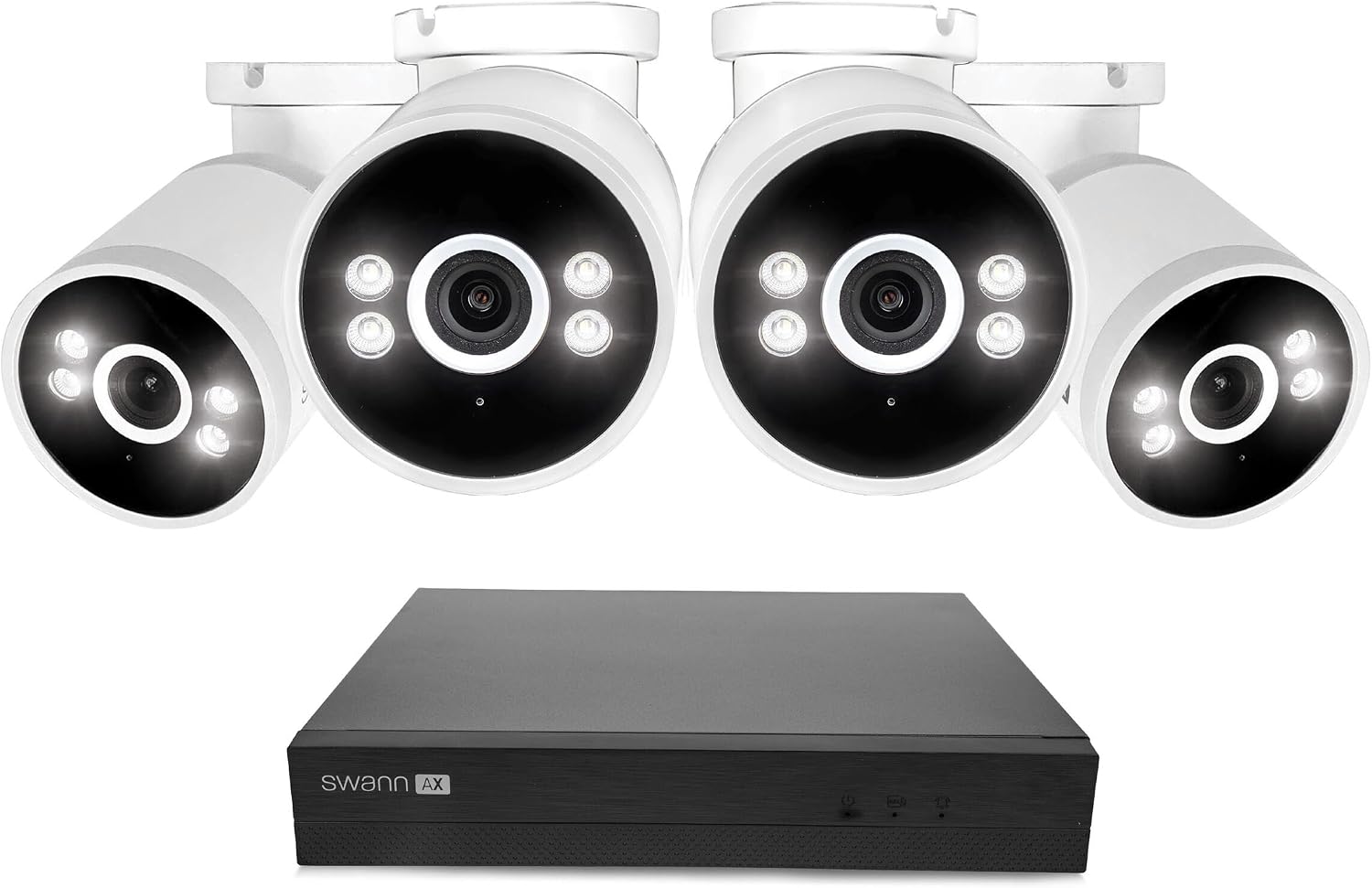 Swann AdvancedX Wired NVR 4K Security Camera System, 8 Channels, 4 PoE Cameras Outdoor, 1TB HDD Storage, Color Night Vision, Smart AI Video Analytics/Alerts, Advanced Motion Detection, 24/7 Recording