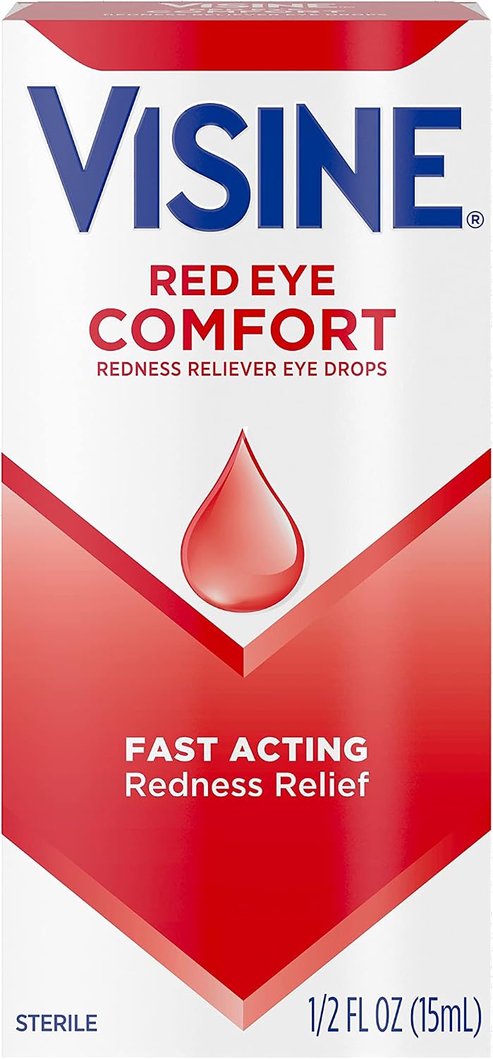 Visine Red Eye Comfort Redness Relief Eye Drops to Help Relieve Red Eyes Due to Minor Eye Irritations Fast, Tetrahydrozoline HCl, 0.5 fl. oz