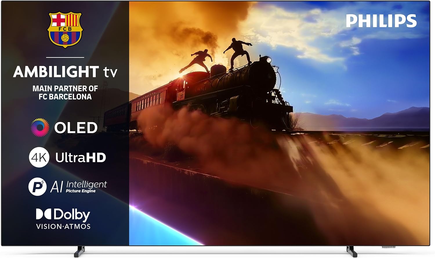 PHILIPS Ambilight 55OLED760 4K OLED Smart TV - 55 Inch Display with P5 AI Perfect Picture Engine, Ultra HD, Titan OS, Dolby Vision and Atmos Sound, Works with Alexa and Google Voice Assistant