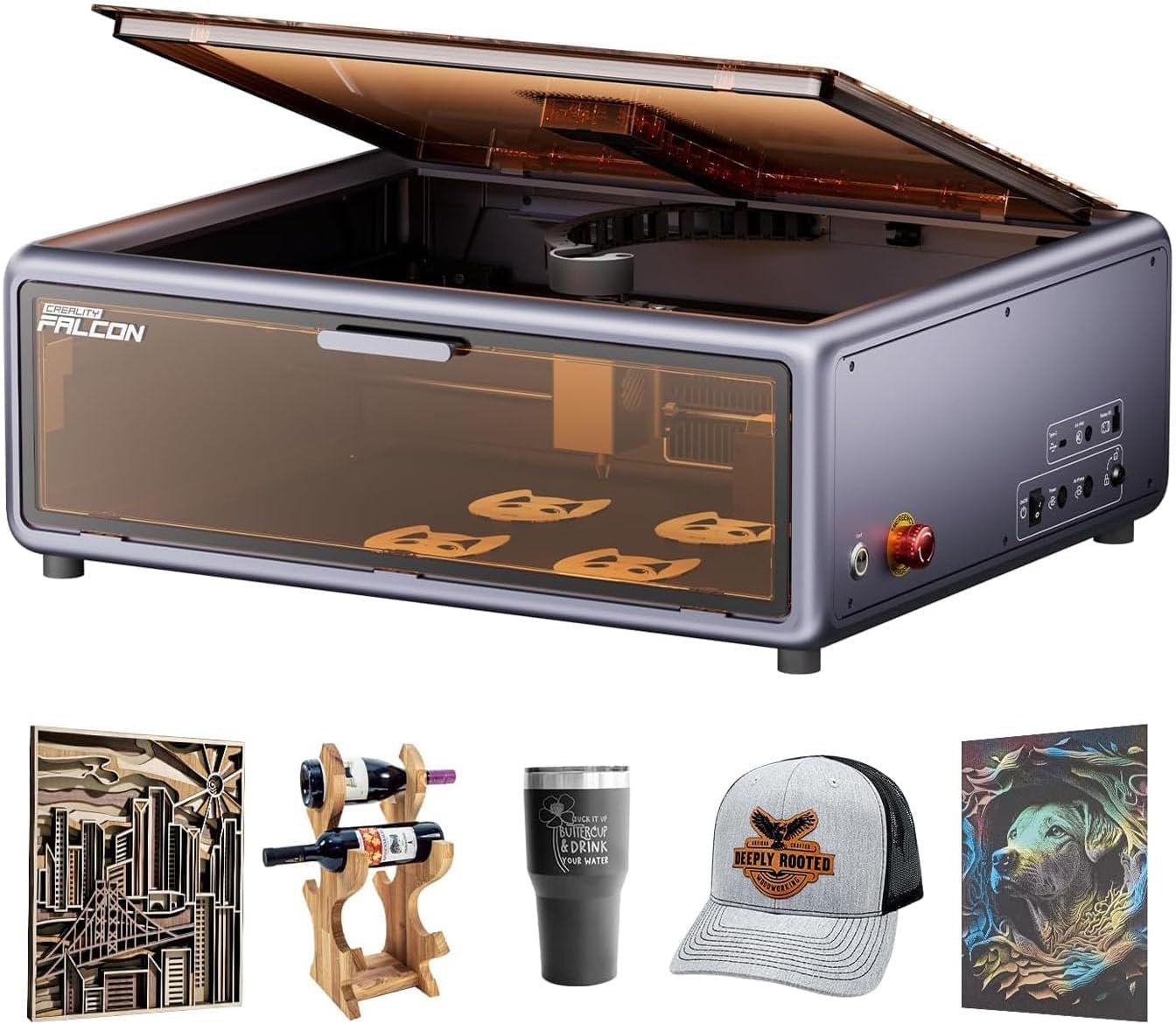 Creality Falcon A1 10W Engraving Machine, Enclosed Engraver Cutter with Smart Camera, Auto Material Recognition, CoreXY System 600mm/s Engraving Speed, Plug and Play, Working Area 387 x 305mm