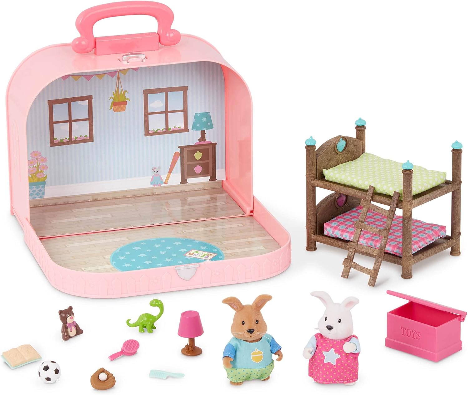 Li'l Woodzeez – Portable Dollhouse Playset with 2 Posable Figures – Playhouse Toy with Bunk Bed – Mini Bedroom Furniture & Accessories – Imaginative Play for Kids Ages 3 Years and Up – Collectible