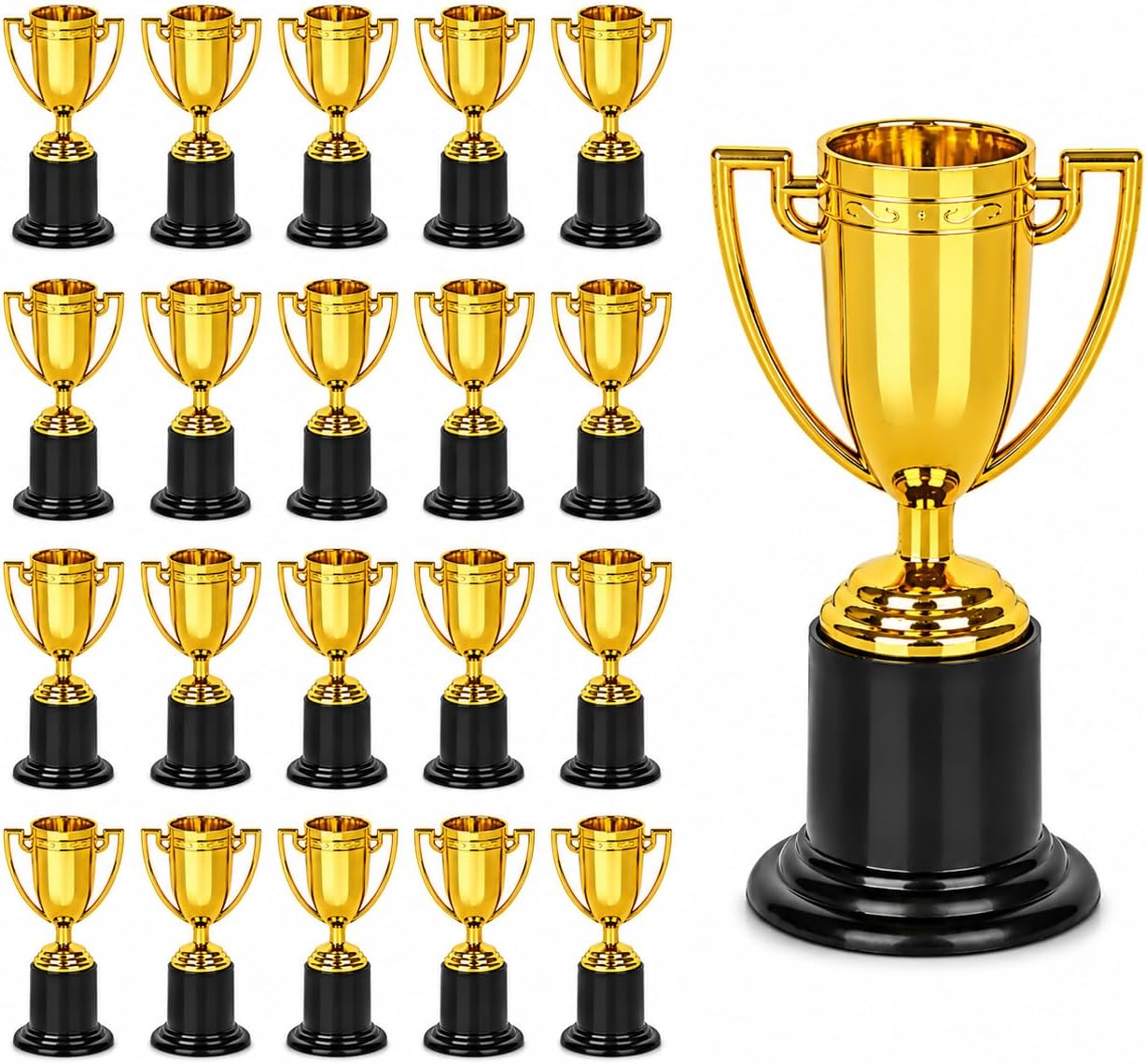 Juvale Award Trophies - 24-Pack Plastic Gold Trophy Cups for Sports Tournaments, Competitions, Parties, 5 x 10 x 5 Centimeters