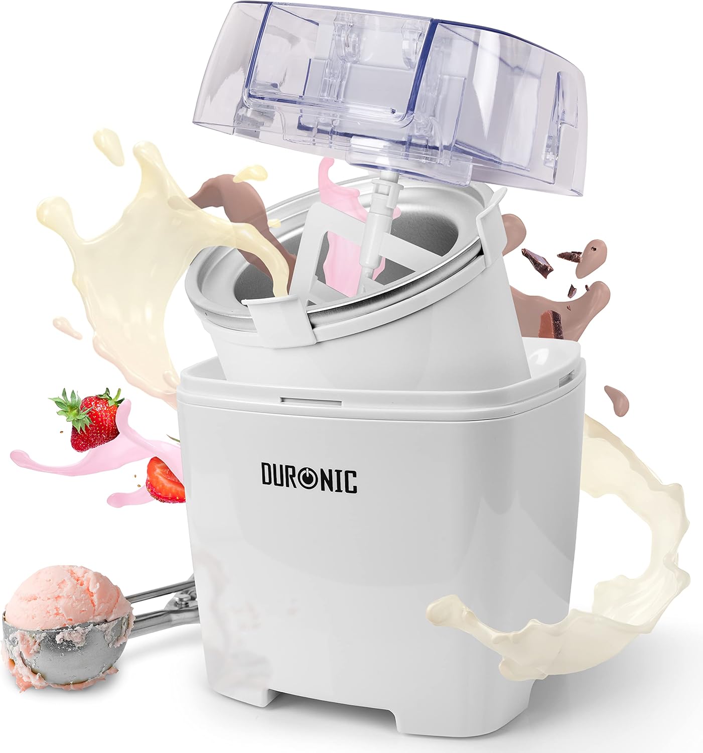 Duronic Ice Cream Maker IM540 Homemade Gelato, Sorbet, Frozen Yoghurt Maker Machine, Soft Serve Dessert Makers, Fresh Creamy Ice Creams in 30 Min, Compact Portable Design for Family Home Recipes