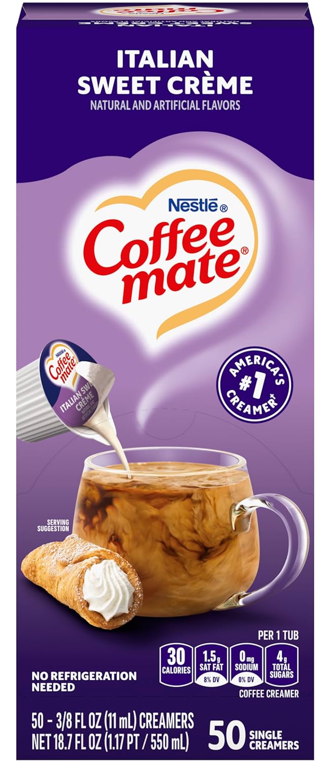 Coffee-mate 84652 Liquid Coffee Creamer, Italian Sweet Creme, 0.375 oz Cups, 50/Box