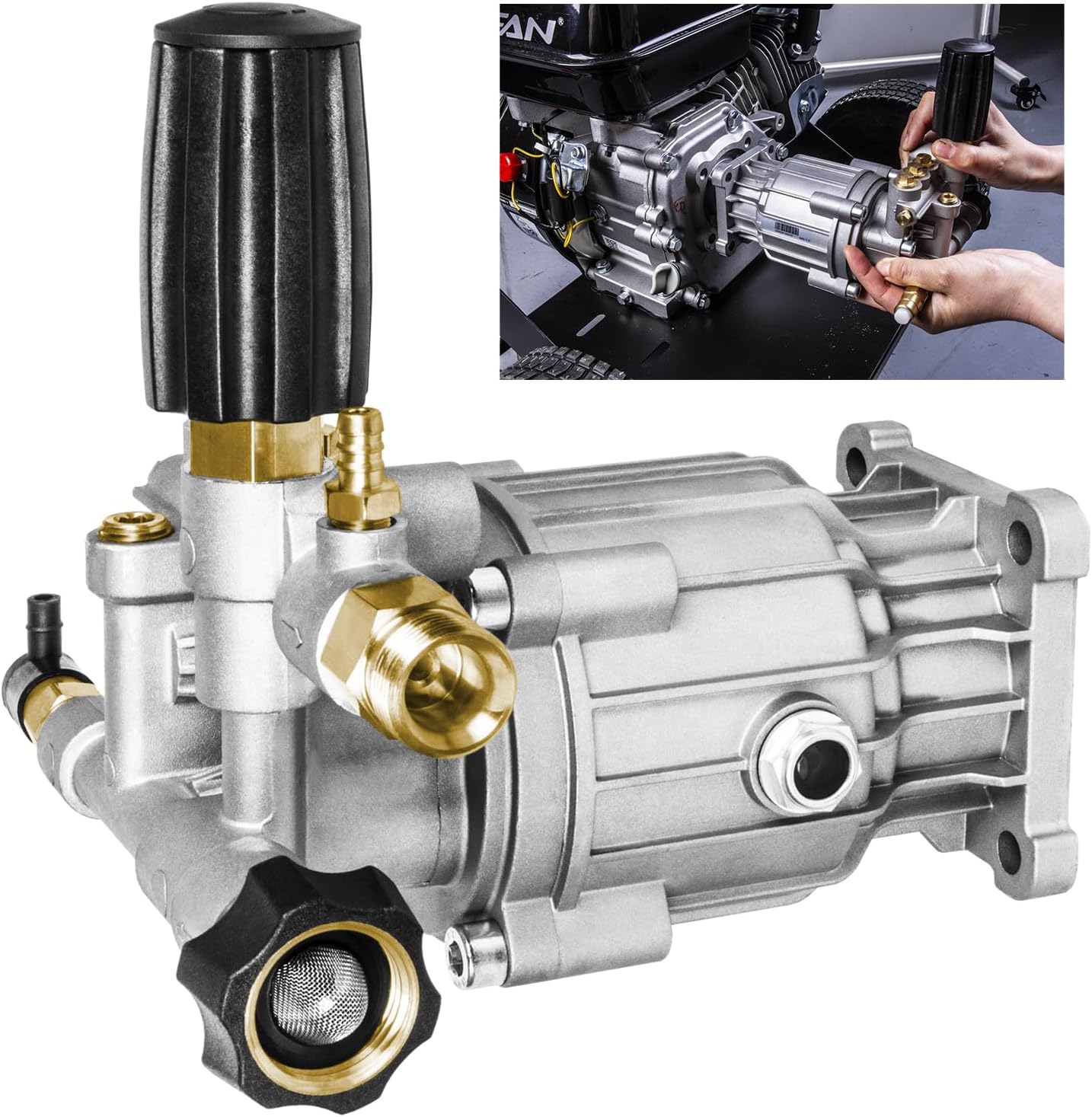 WOJET Horizontal Self-Priming Pressure Washer Pump 3/4"Shaft 3400PSI 2.5GPM