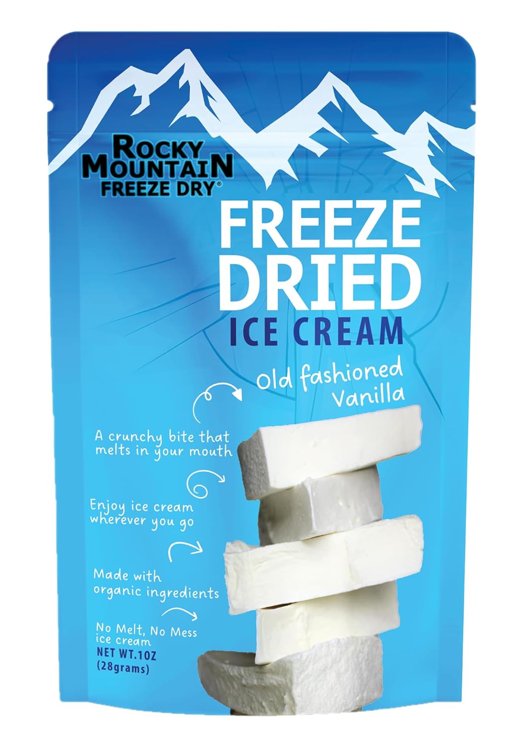 Freeze Dried Ice Cream – Vanilla Ice Cream That Doesn’t Melt – Smooth Creamy Snack with Clean Ingredients – Rocky Mountain Freeze Dry (1 OZ, Vanilla)