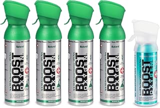 Boost Oxygen Canned 4 Portable 5 Liter Natural Oxygen Canister Bottle with 1 Natural Pocket Sized Pure Canned Oxygen Bottle Canister