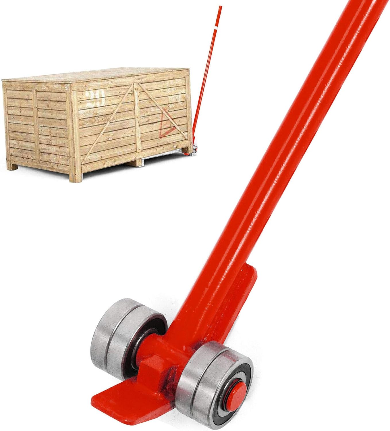 BestEquip 3T Prylever Bar 6600 Lbs Capacity Steel Pry Lever Bar Heavy Duty with Wheels Prylever with 5FT Length Handle