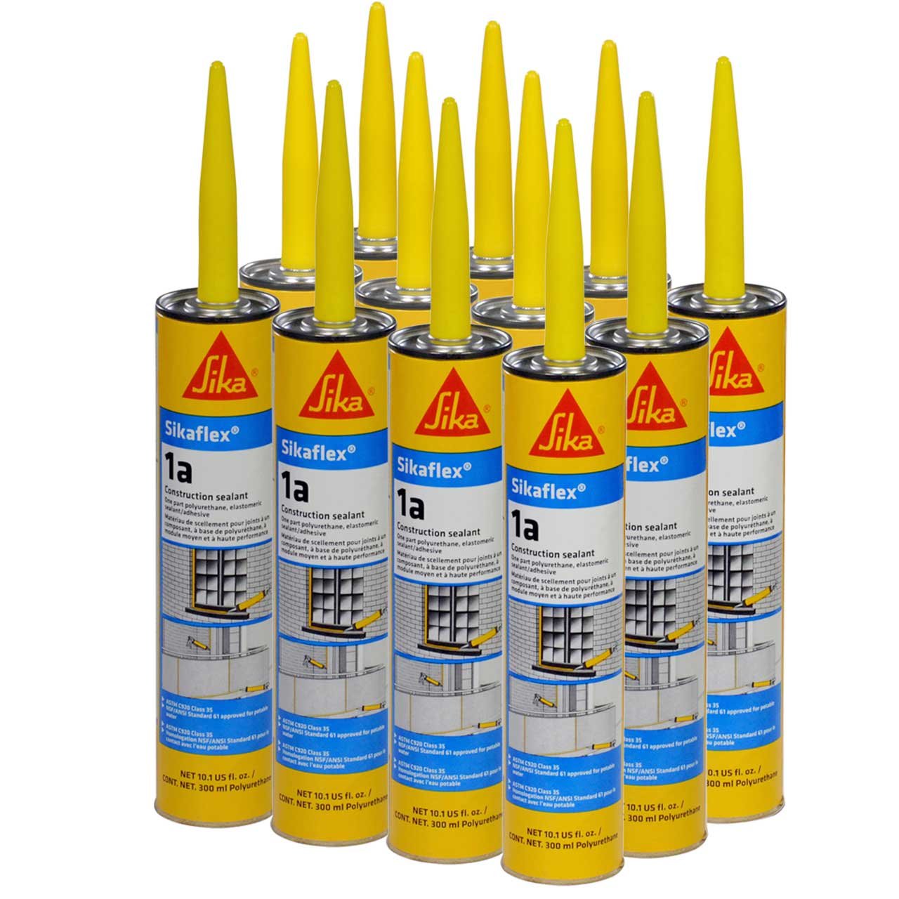 Sikaflex 1a Kit - One Component, Flexible, Non Sag, Polyurethane Concrete and Masonry Sealant for Vertical and Horizontal Surfaces, Sikaflex 1a 10 oz (Aluminum Gray, Pack of 12)