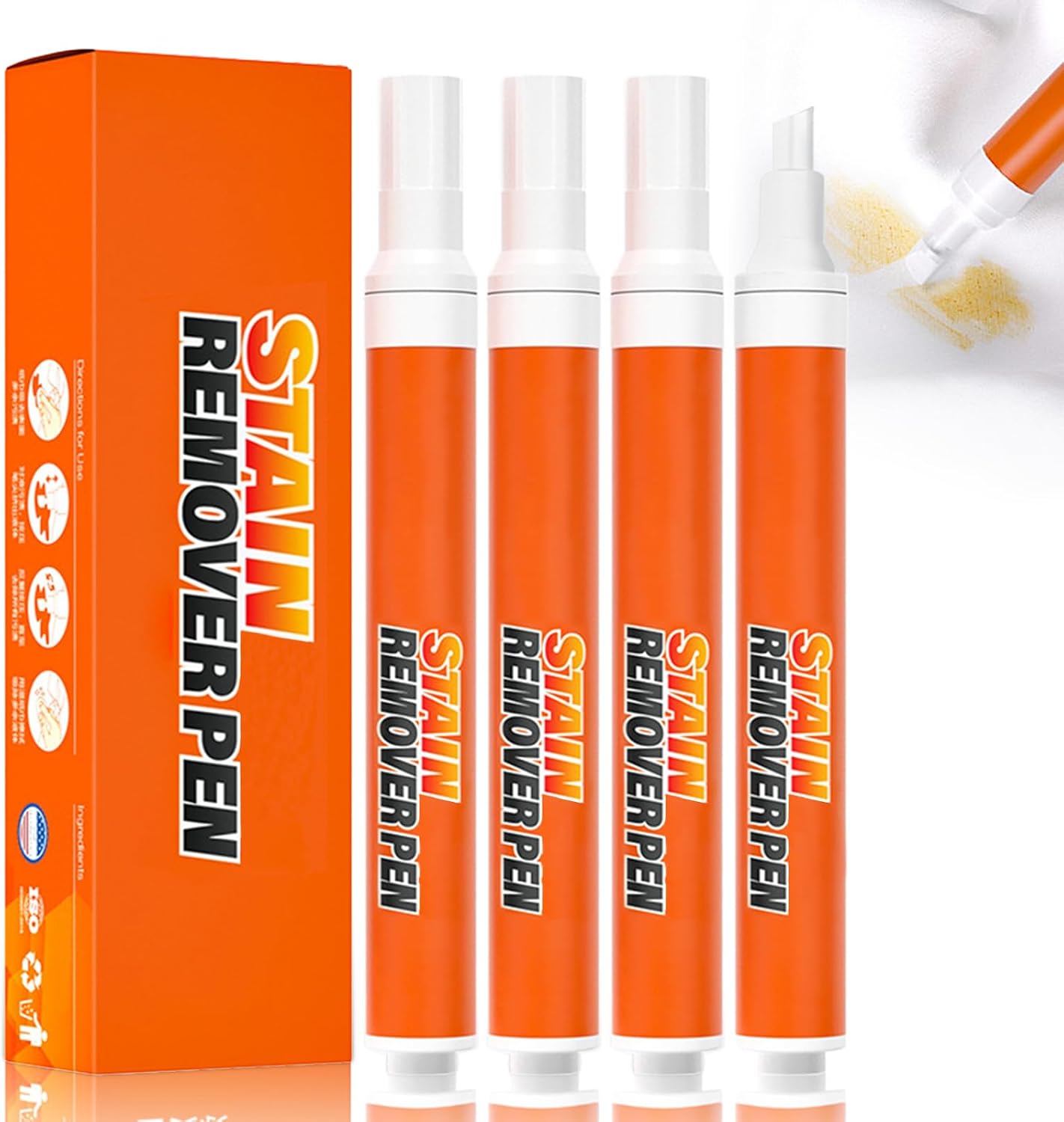Stain Remover Pen, 2024 New Stain Remover Pen for Clothes, Instant Stain Remover Pen - Remove Household Stains, Quick Effect And Drying, Travel & Pocket Size (4 PCS)