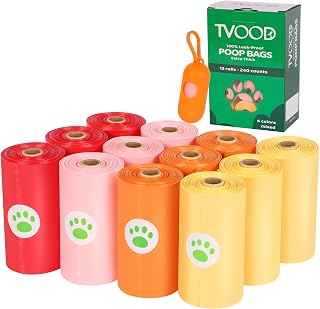 Dog Poop Bags Rolls 240 Count: Doggie Poop Bags with Dispenser - Unscented Dog Bags for Poop | Extra Thick & Leak Proof Doggy Waste Bags