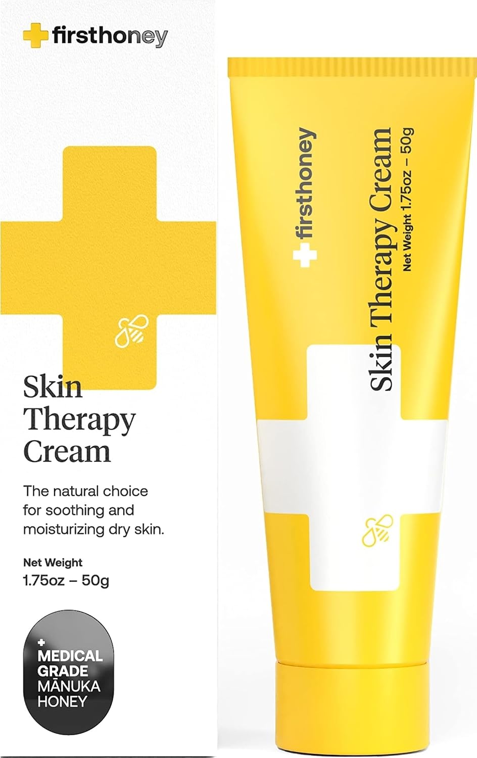 First Honey® Manuka Honey Cream for Dry & Itchy Skin | Fast Relief for Eczema, Rosacea, Psoriasis, & Dermatitis | Natural & No Fillers | Safe for Babies & Toddlers | 1.75 oz