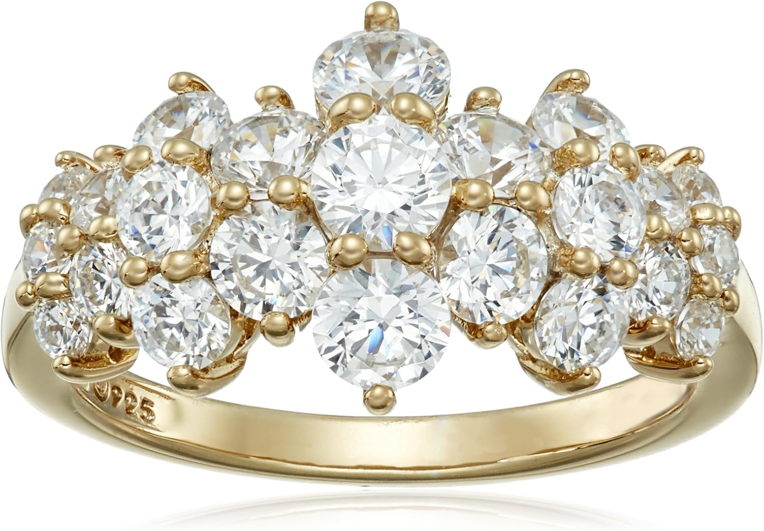 Amazon Essentials Yellow Gold Plated Sterling Silver Infinite Elements Cubic Zirconia Cluster Ring, (previously Amazon Collection)