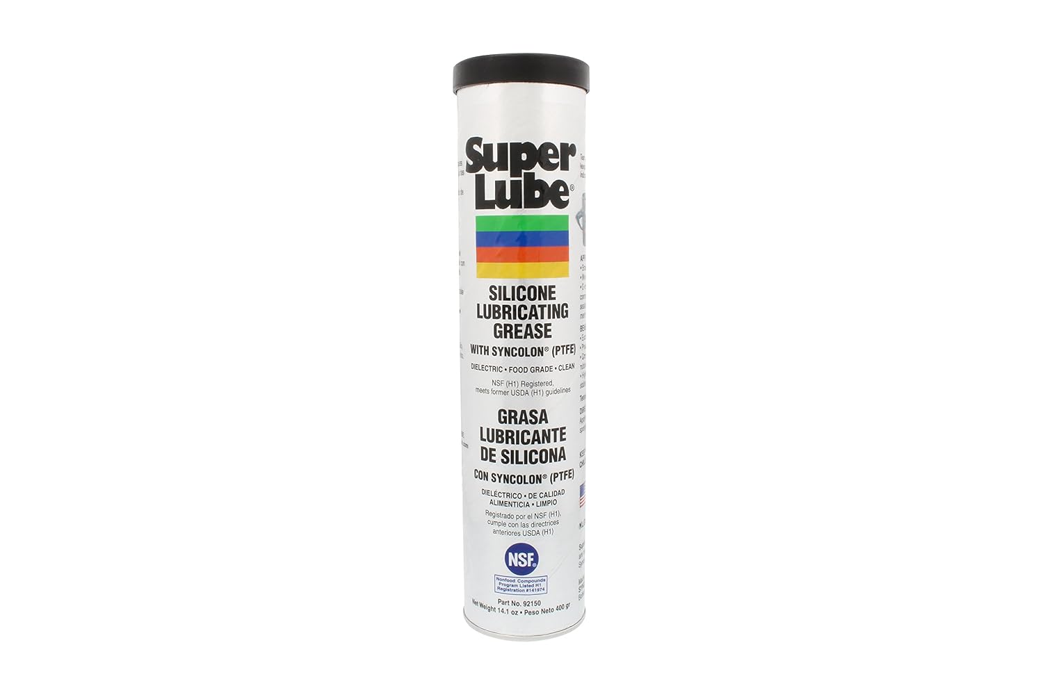 Super Lube 92150 Silicone Lubricating Grease with PTFE, 14.1 oz Cartridge, Translucent White, Onе Paсk