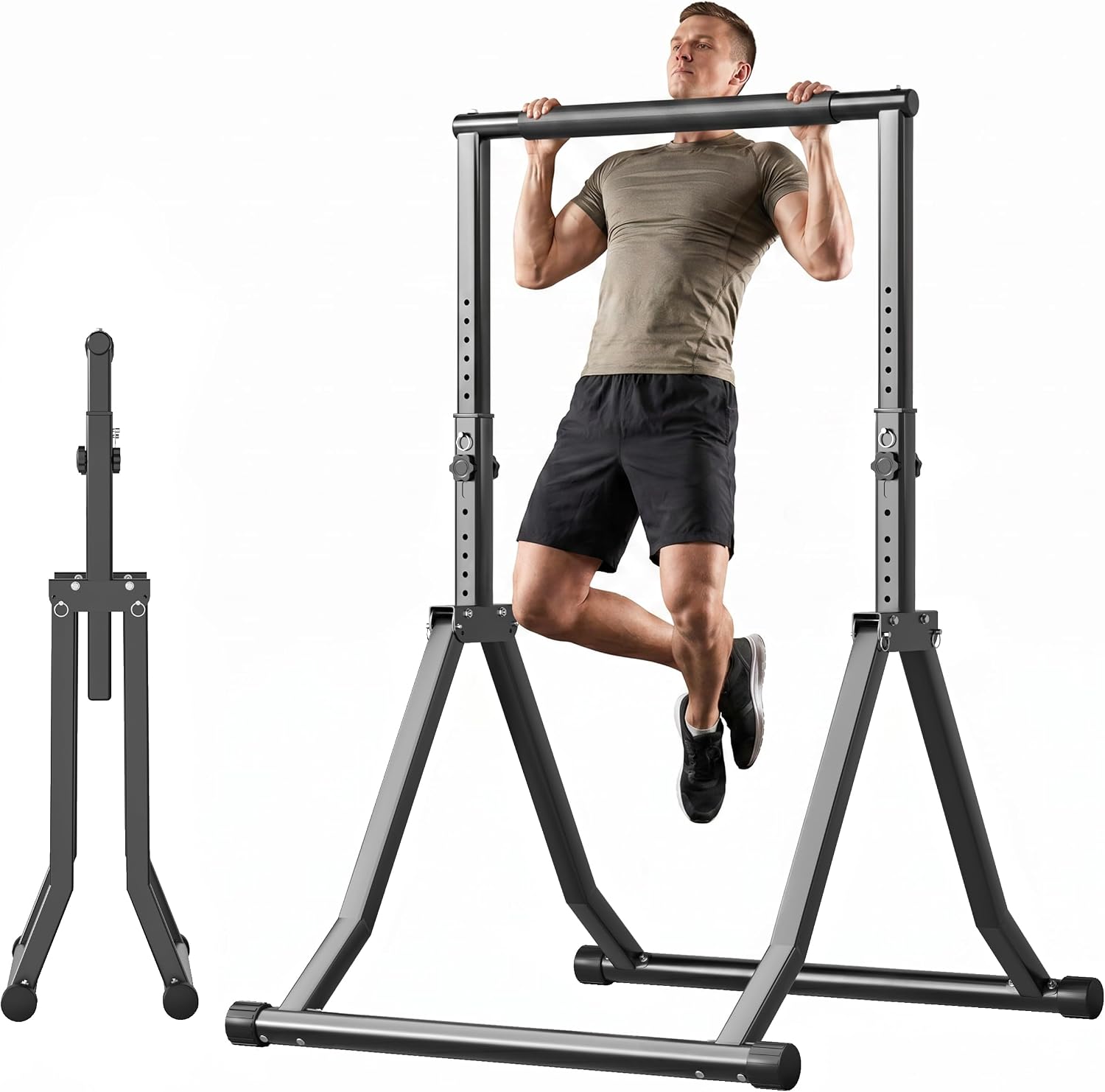 Foldable Pull Up Bar Station 57.9''-76.8'' Power Tower