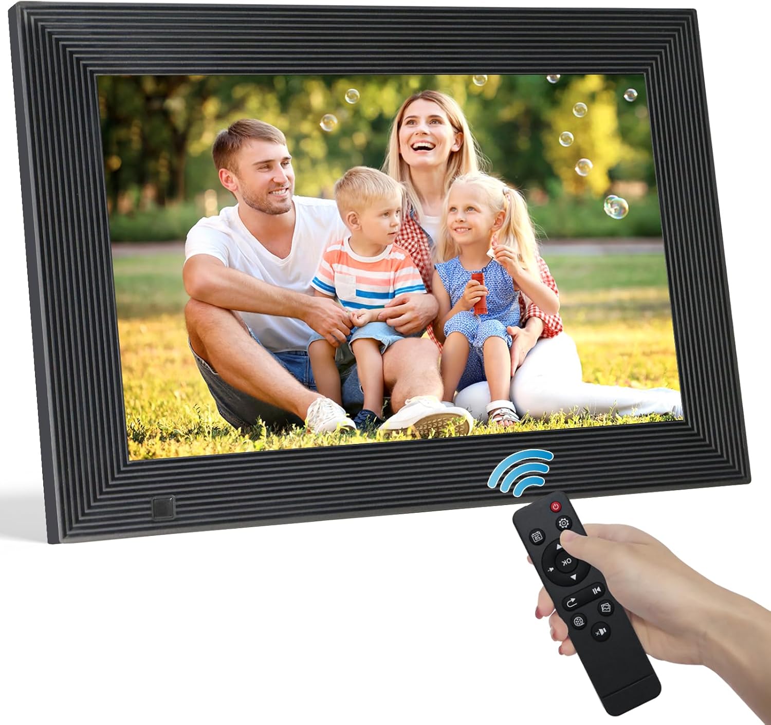 TSITSC 10.1 Inch Electronic Digital Photo Picture Frame with Remote Control, IPS Screen HD Display 1080P Player Calendar Clock Alarm, Share Moments Via USB/SD Card(Non-WiFi)