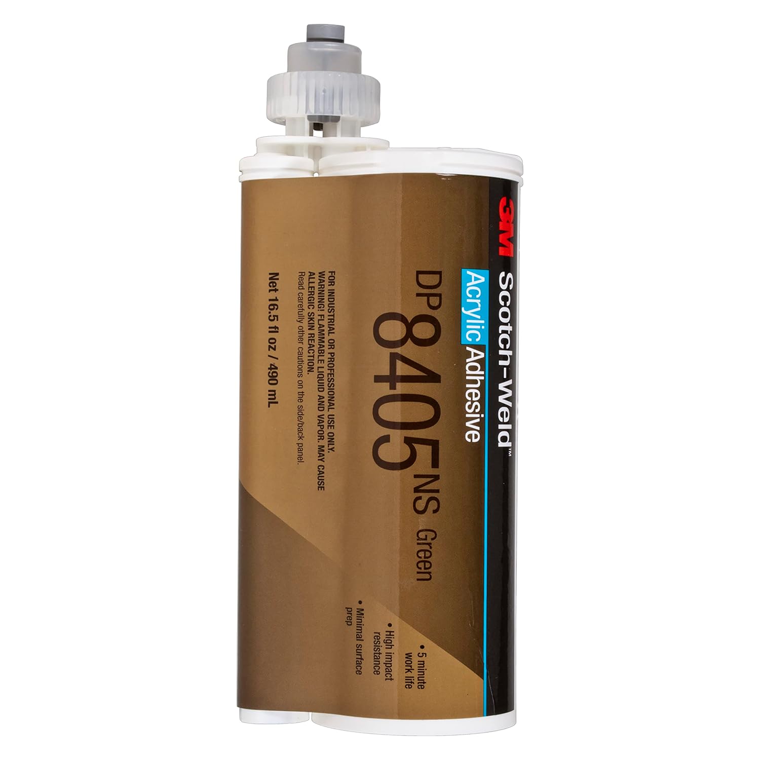 3M Scotch-Weld Green Acrylic Adhesive, DP8405NS, 490 mL (Pack of 6)