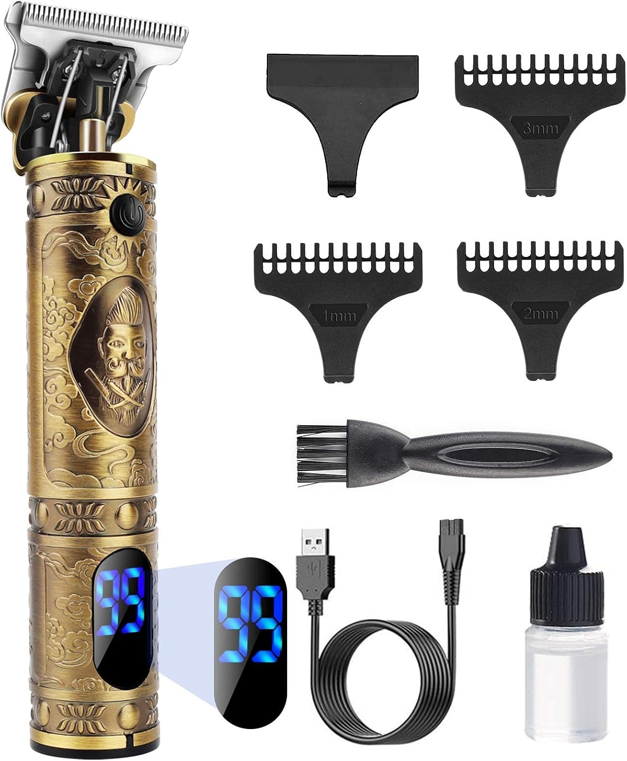 YiLFo Hair Clippers Men Professional Beard Trimmer, Cordless Electric Self Hair Clippers with LCD Screen, Precision Outlining Trimmer-Smooth Clipping, Sharp Shaver-Rechargeable Battery, Gifts for Men