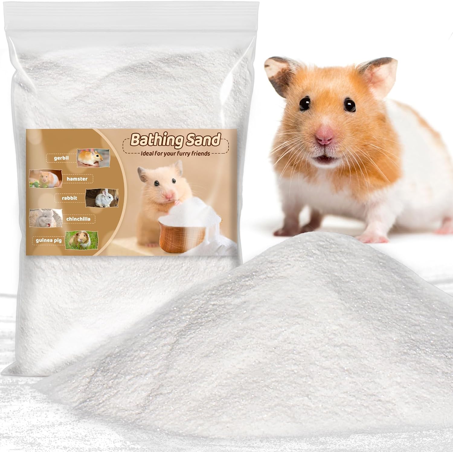 Sukh Hamster Sand Bath - White Fine Silica Sand, Hamster Hides & Cleaning | Dust Free Sand Bath for Hamster, Guinea Pig, Chinchilla, Gerbil, Syrian Mice, Small Pet Cage Bedding Accessories,14oz
