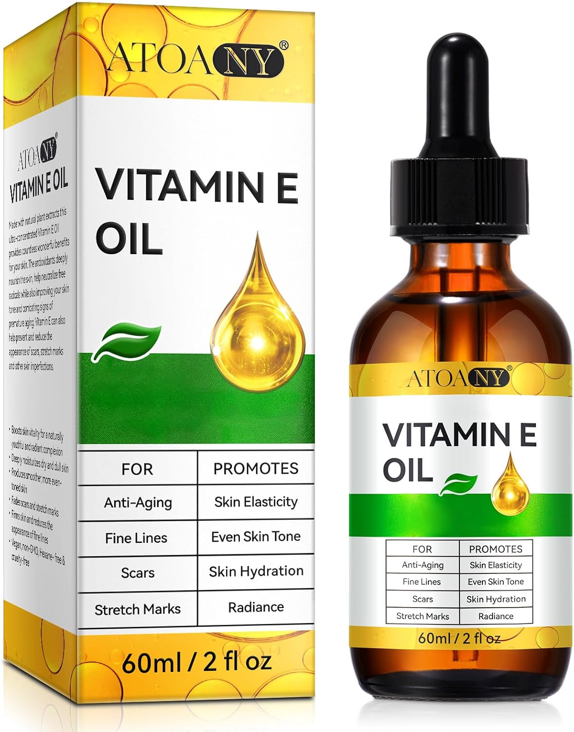 Vitamin E Oil 75,000 IU 60 ml- 100% Pure Vitamin E Oil for Skin, Face, Hair, Body - Natural Antioxidant for Dryness, Wrinkles, Scars & Stretch Marks, Moisturizing and Firming Skin