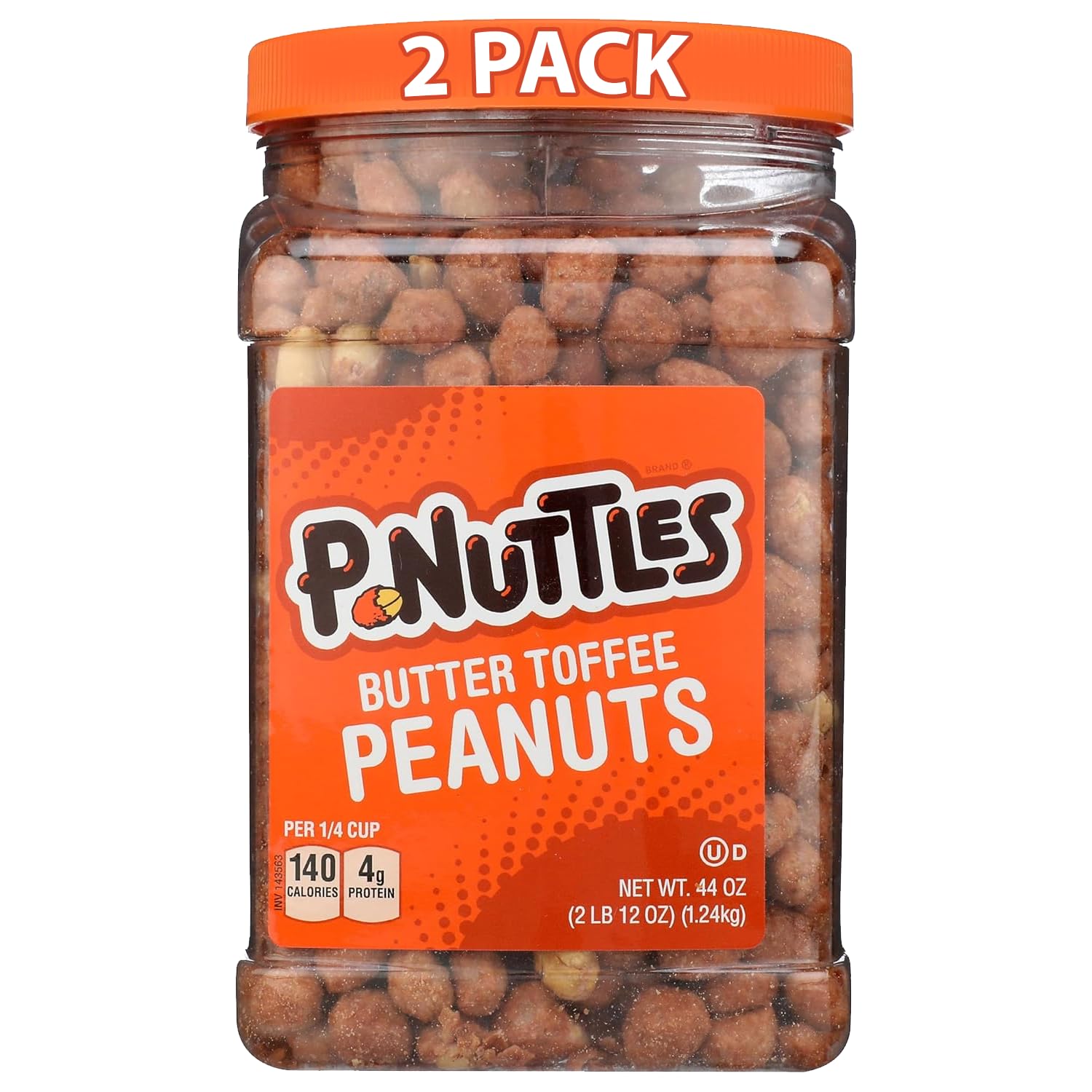 P-Nuttles Butter Toffee Covered Peanuts, 44 Oz Resealable Jar (Pack of 2) - Sweet & Salty Candied Peanuts Snacks - Perfect for Parties, Travel & Gatherings - Kosher Certified Crunchy Gourmet Snacks