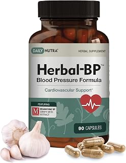 Herbal-BP Natural Blood Pressure Supplement for Circulatory Health | Grape Seed Extract, Garlic, Hawthorn, Olive Leaf & Ashwagandha (90 Capsules)