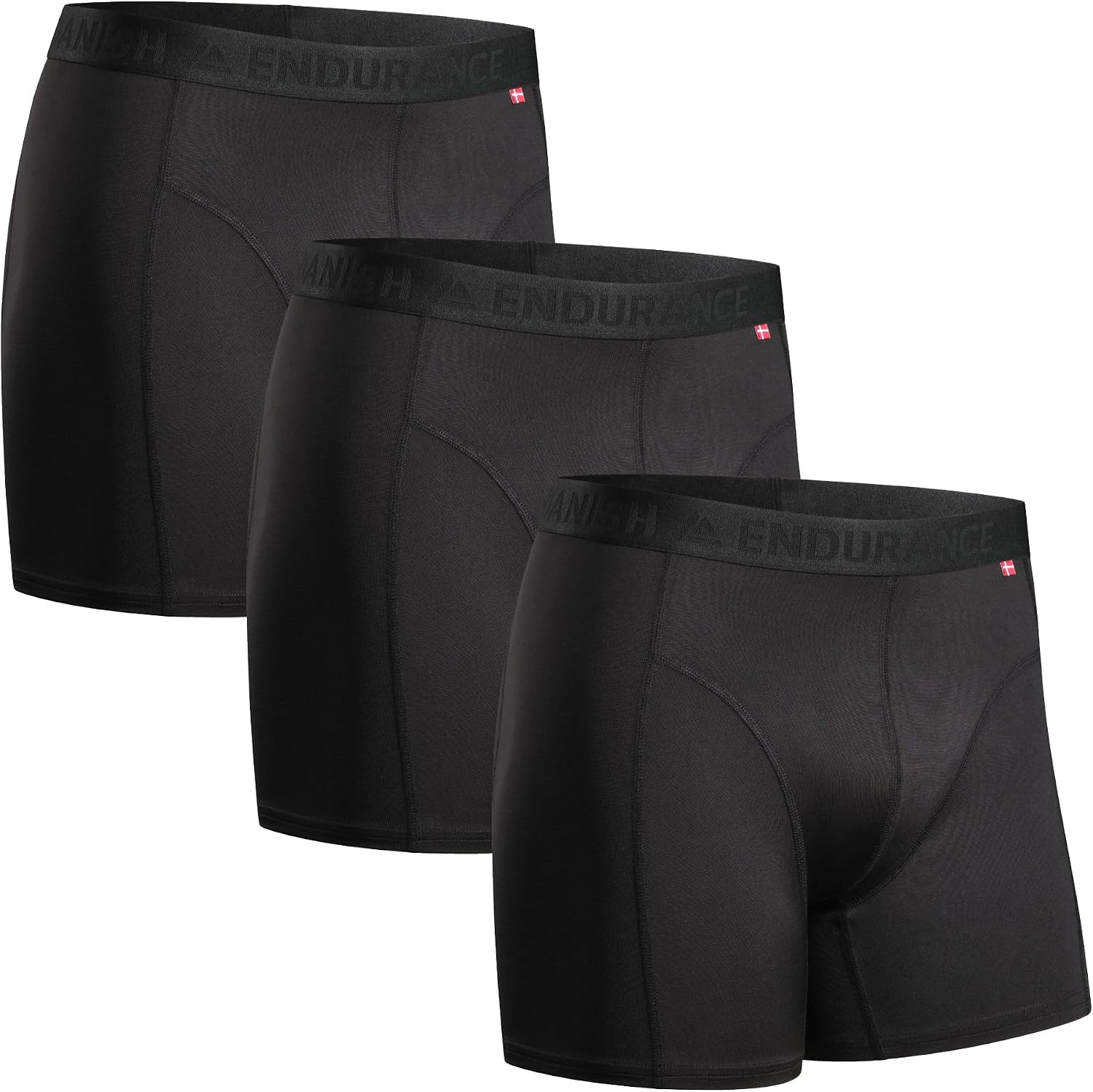 DANISH ENDURANCE Mens Boxers, Anti Chafing Underwear, Long Leg or Regular, Sports Underwear Men, Moisture Wicking, Breathable Running Boxers, 3 Pack