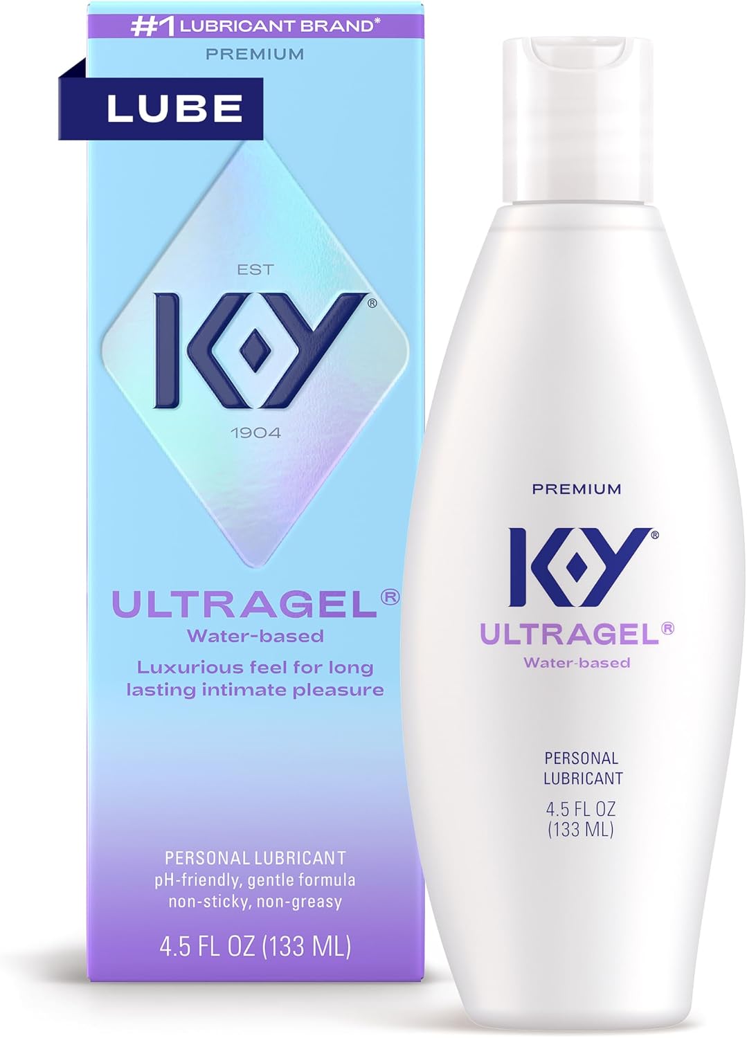 K-Y Ultragel Water Based Personal Lubricant, pH Balanced Lube, Paraben Free, Non-Sticky, Non-Staining, 4.5 fl oz
